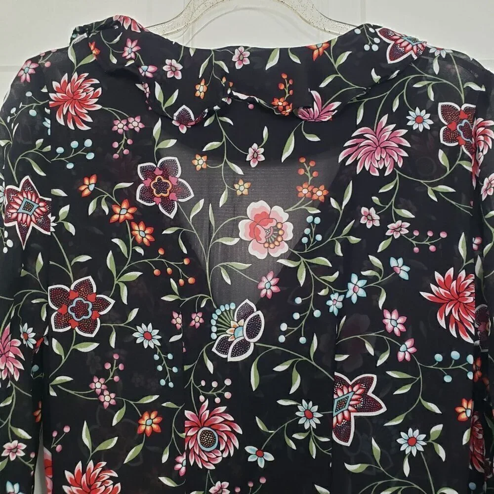 & Other Stories Dark Floral Midi Dress Cottage Lightweight Black Womens Size 4